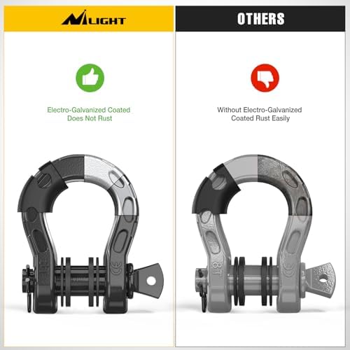 Nilight 2 Pack 3/4" Mega D-Ring Shackle with 7/8" Screw Pin 68,000LBS Break Strength, Heavy Duty Off Road Recovery Shackle for Use with Tow Strap, Winch, Off-Road Jeep Truck Vehicle
