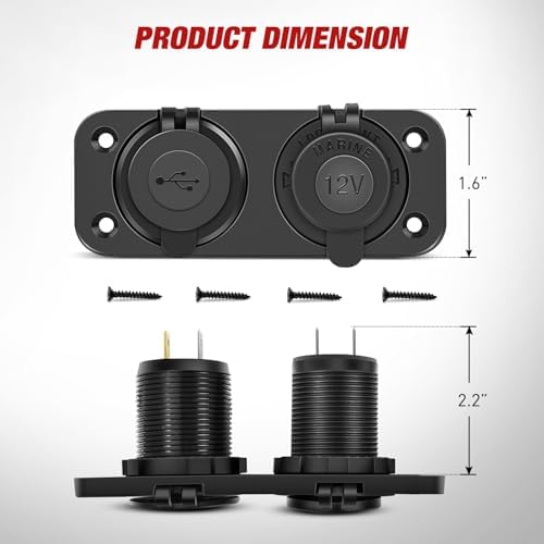 Nilight USB Charger and Cigarette Lighter Socket Outlet Panel Pre-Wired