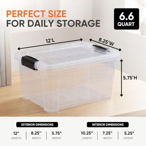 Superio 6.6 Quart Clear Plastic Storage Boxes with Lids, Stackable Organizer Containers, BPA-Free Storage Bins for Home, Office, School & Dorm, 18 Pack - Image 3