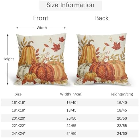 Fall Pumpkin Pillow Covers 24x24 Set of 2 Vintage Burnt Orange Maple Leaves Outdoor Throw Pillows Covers Autumn Thanksgiving Cream Farmhouse Decorative Farmhouse Cushion Case for Room Couch Sofa - Image 4