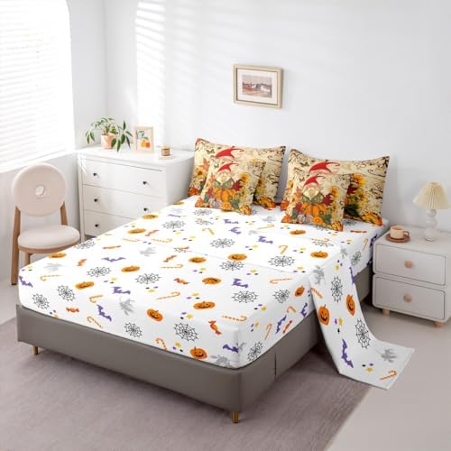 Fall Gnome King Size Comforter Set - Bedding Set King 7 Pieces,Thanksgiving Autumn Harvest Bed in a Bag Maple Leaf Sunflower Pumpkin Decor Bed Set with Comforter,Sheets,Pillowcases & Shams - Image 4