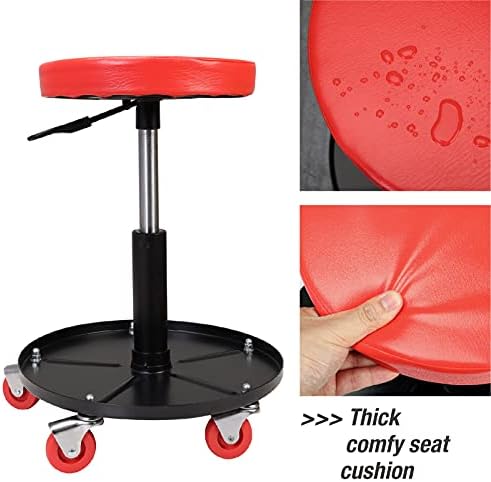 Big RED Pneumatic Rolling Mechanic Stool, Low Profile - Image 6