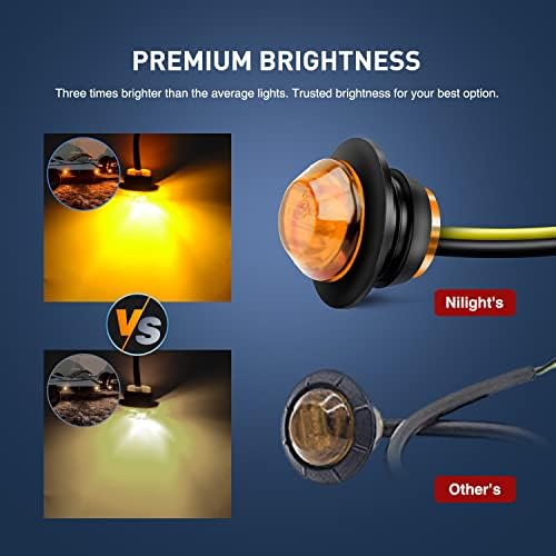 Nilight 50 PCS 3/4" Round Clearance LED Front Rear Side Marker Light