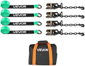 VEVOR Wheel Chock Tie-Down Kit, Tire-Style Tow Dolly Strap, Car Kit with Heavy-Duty Hook, Break Strength 10009 lbs & Working Load 3333 lbs Motorcycle Tie-Down System with O-Ring for ATV, SUV