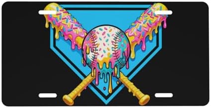 Baseball Ice Cream Drip Front License Plate 6" * 12" for Women