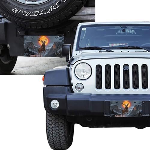 Elk Snow Mountain Fire Moon Front License Plate 6" * 12" for Women
