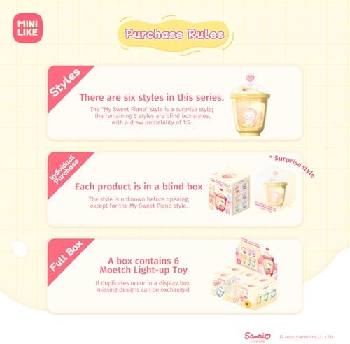 Sanrio Blind Box Light Up Absorption Movable Swing Toy Hello Kitty Kuromi Cinnamoroll Pochacco My Melody Sweet Piano Milk Tea Cup Series for Home Car Decor Birthday Gifts, Random One Figure - Image 6