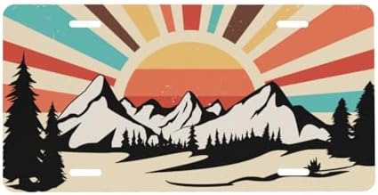 Retro Mountain Sunset Front License Plate 6" * 12" for Women