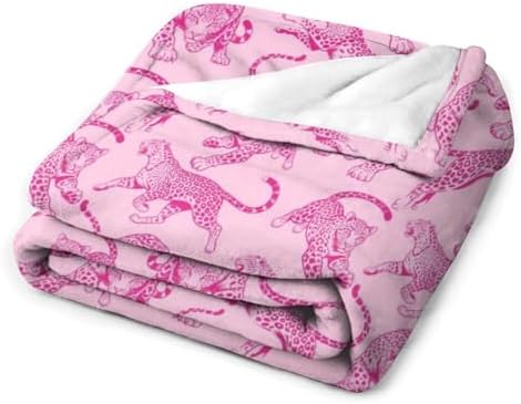 Socira Pink Leopard Blanket Throw Blanket Pink Leopard Gifts for Women Men Soft Sofa Throws for Travel Camping Bed Home Decor Car Birthday Gift 50"*60"（130 * 150cm） - Image 3