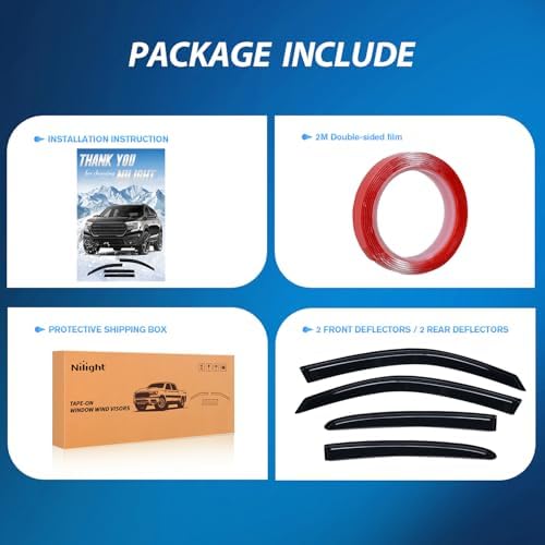 Nilight Window Rain Guards for Dodge Charger 2011-2023, Tape on-4PCS