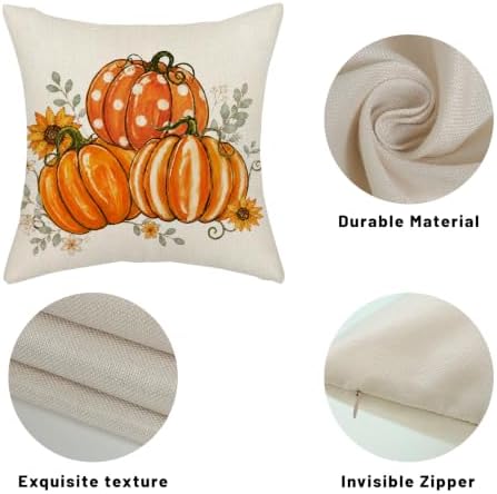 Fall Orange Pumpkin Pillow Covers 18x18 Set of 2 Sunflower - Image 7