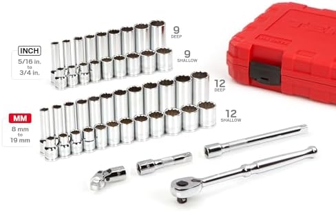 TEKTON 3/8 Inch Drive 12-Point Socket and Ratchet Set, 46-Piece | SKT15302 - Image 3