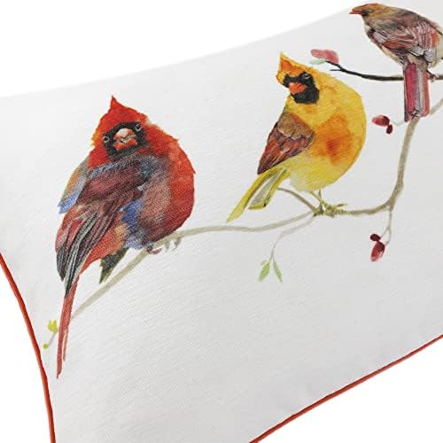 JWH Birds Accent Pillow Case Chenille Cushion Cover Decorative White Fall Pillowcase Print Animal Throw Pillow Cover for Home Sofa Car Bed Living Room Decor Sham Gift 14 x 28 Inch Yellow - Image 3