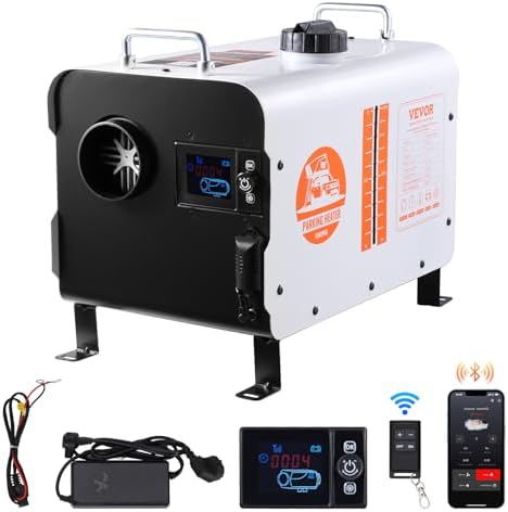 VEVOR 8KW Diesel Heater, 12V/24V All in One Diesel Air Heater, with Bluetooth APP Control, Remote Control and Display Screen, CO Alarm, Fast Heating Portable Diesel Heater for Vehicles and Outdoors by VEVOR