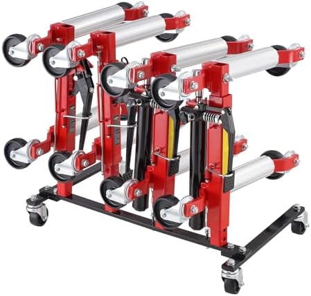 VEVOR Car Dolly Rack, Storage Rack with 360° Rotatable Wheels, Hydraulic Ratchet Trolley Jack Stand Organizer, Jack Stands Holder Storage Rack, 4-Dolly Capacity, Compatible with Most Dollies by VEVOR