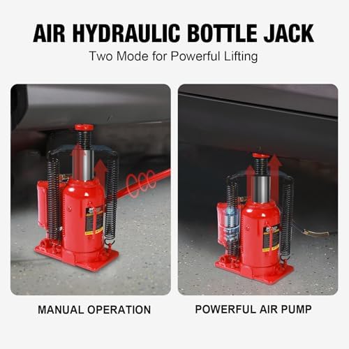 Big RED AQD20TR Air Hydraulic Bottle Jack: Heavy Duty Professional Lift with Dual-Power Operation, 10.24"-20.08" Adjustable Lift Range & Safety Valve - 20 Ton (40,000 LBS) - Image 2