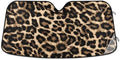 Leopard Print Car Windshield Sun Shade Foldable UV Ray Sun Visor Protector Sunshade to Keep Your Vehicle Cool (51" x 27")