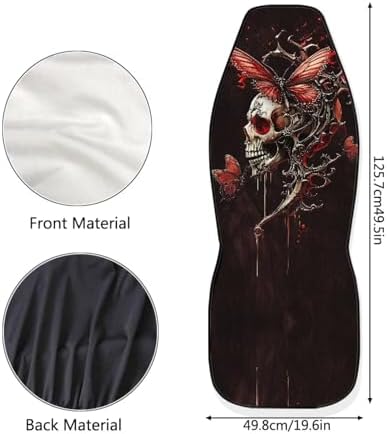 Skull Butterfly Car Seat Covers Comfortable Front Car Seat Covers Elastic Fabrics Cars Interior Automotive Easy Installation Universal Fit Most Cars,SUV, Trucks