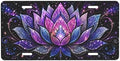 Colorful Lotus Glitter License Plate - 6x12 Inch Aluminum Novelty Decorative Vanity Metal Front Car Plate for Women Men by Unknown