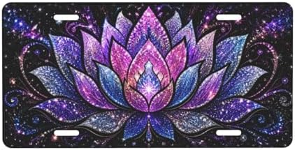 Colorful Lotus Glitter License Plate - 6x12 Inch Aluminum Novelty Decorative Vanity Metal Front Car Plate for Women Men by Unknown