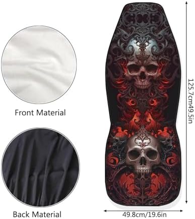 Bulopur Gothic Skull Automobile Seat Covers Front Seats 2 Pack Carseat Cover Easy Install Highback Car Bucket Seat Cover & Accessories Auto Interior Decor Set