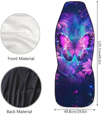 Purple Butterfly Car Seat Covers, 2 PCS Auto Seat Cover Pad for Front, Universal Vehicle Seats Cushion Pad Mat Automotive Interior Protection Accessories for Women