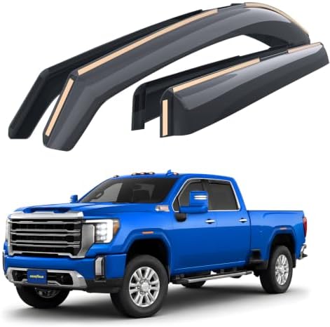 Goodyear Shatterproof in-Channel Window Deflectors for Chevy Silverado/Sierra 2500HD/3500HD 2020-2026 Crew Cab, Rain Guards, Window Visors for Cars, Vent Deflector, Car Accessories, 4 pcs - GY008161
