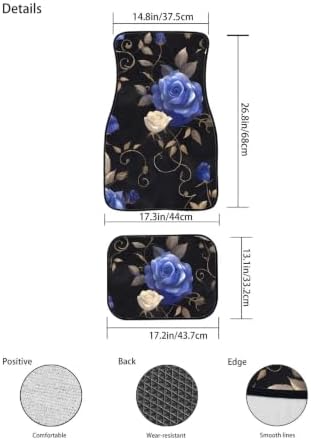 Blue Rose Car Floor Mats for Car All Weather Non Slip Car 1st 2nd Row Floor Mats Black Gothic Pterodactyl Auto Interior Carpet Sedan Trucks