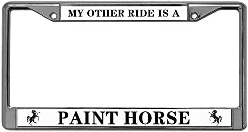 GND License Plate Frames,My Other Ride is A Paint Horse License Plate Frame Horse Lover Thin License Plate Frame Stainless Steel 2 Holes License