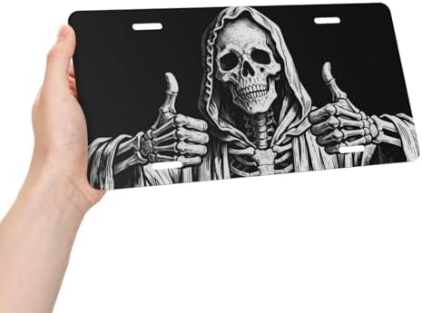 Funny Skeleton Skull Cool Front License Plate 6x12 Inch