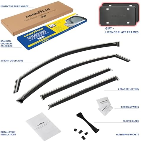 Goodyear Shatterproof in-Channel Window Deflectors for Volkswagen Taos 2022-2026, Rain Guards, Window Visors for Cars, Vent Deflector, Car Accessories, 4 pcs - GY007938
