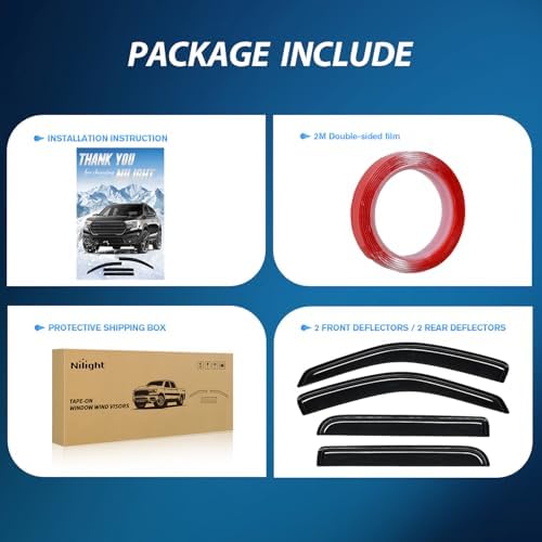 Nilight Tape-On Rain Guards for Ford Explorer 2002-2010, 4PCS