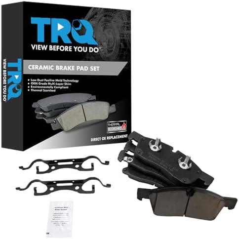 TRQ Front Brake Pads Ceramic Hardware Wear Sensor