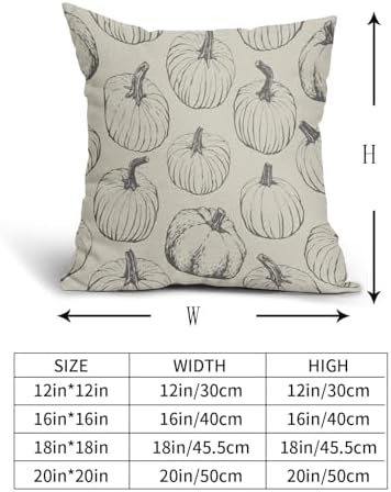 Grey Gray Pumpkin Fall Pillow Covers 20x20 Set of 2 Autumn Themed Thanksgiving Harvest Print Decorative Throw Pillows Outdoor Farmhouse Pillowcases Cushion Case Seasonal Decor for Couch Sofa Bed - Image 5
