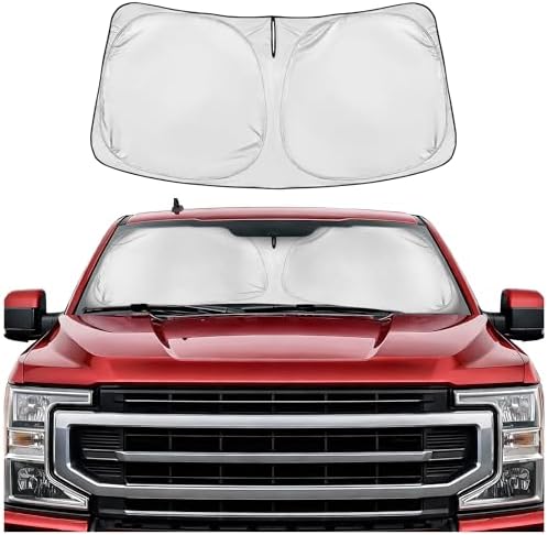 Motor Trend Custom Fit Ford Super Duty Sun Shade for Windshield 2017-2026 Ford F-250 F-350 F-450 F-550 Accessories - Truck Windshield Sunshade Foldable Car Sun Blocker - Interior UV Protection Visor