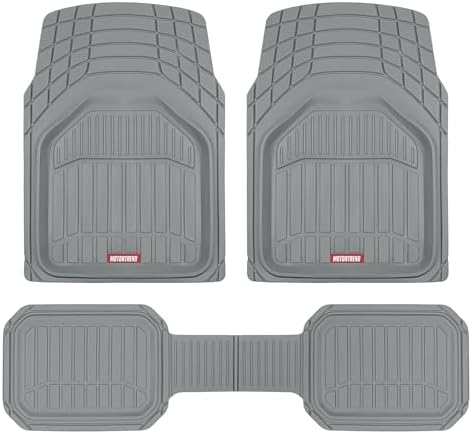 Motor Trend 943-GR FlexTough Defender Car Floor Mats -Next Generation Deep Dish Heavy Duty Contour Liners for Car SUV Truck & Van-All Weather Protection, Trim to Fit Most Vehicles Gray