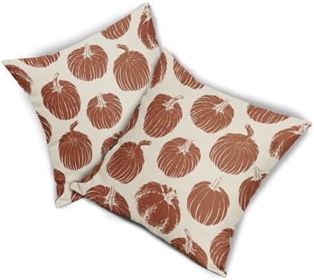 Rust Red Pumpkin Fall Pillow Covers 20x20 Set of 2 Autumn Harvest Print Thanksgiving Decorative Throw Pillows Outdoor Farmhouse Cushion Case Seasonal Decor for Couch Sofa Bed - Image 7
