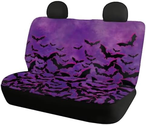 Car Back Seat Covers,Non-Slip Interior Protective Covers Rear Facing Cars Seat Cushion Seat Cover Black Bat Print