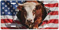 Cow American Flag Retro Front License Plate 6" * 12" for Women