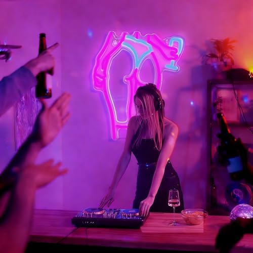 Lady Neon Signs Neon Signs for Wall Decor Pink Blue LED Light Sign for Preppy Room Decor Bedroom with Woman Pattern Light Up Sign for Birthday Party Decoration USB Powered - Image 6