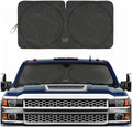 Windshield Sun Shade for Chevy Silverado 3500 2015-2019, Foldable Front Window Sunshade, UV Heat Blocker, Interior Protection Sun Shield, Keeps Truck Cab Cool, Heavy-Duty Truck Accessory - Charcoal