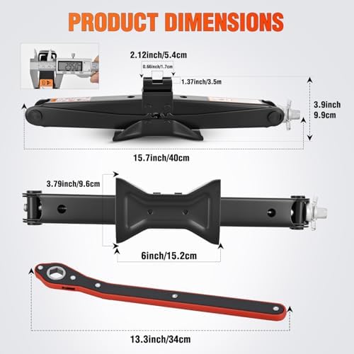 Nilight Scissor Jack for Car 1.5 Ton 3307 lb Lift Jack Kit w Ratchet Wrench - Image 5