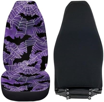 Bat Auto Seat Cover Set of 2 Soft Car Seat Covers Protectors Spider Web Auto Accessories Carseat for Front Seats Cushion Pad Mat Fit for Most Truck, Van, and SUV