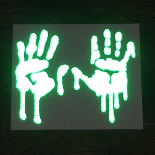 customTAYLOR33 High Intensity Grade Reflective Bloody/Dripping Hands Decals for Helmets, Windscreens, Rear Windows, Bumper Stickers (12" Height (Adult Size), Green)