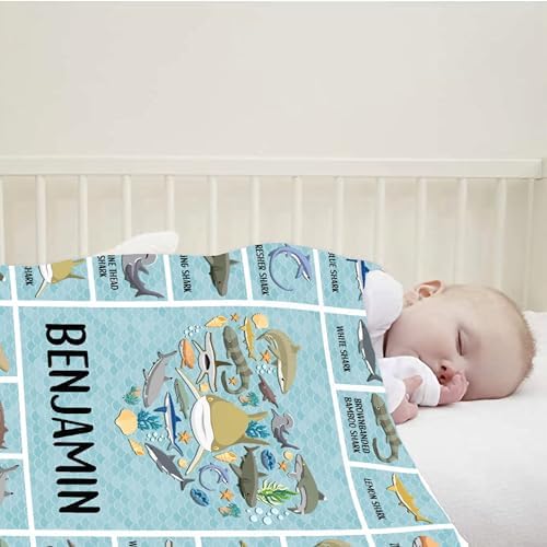 Shark Custom Name Blanket Gifts for Girls Boys Women - Super Soft Cozy Warm Throw Sheet for Couch Bed Sofa Office Decor All Season 30"x40" Pets - Image 2