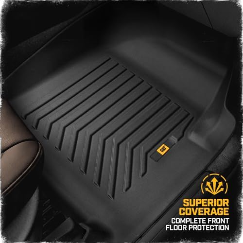 CAT® JustFit™ 3D Custom Fit Floor Mats Chevrolet Silverado 1500/GMC Sierra 2019-2026, Chevy Silverado 2500HD/3500HD Crew Cab/GMC Sierra 2500HD/3500HD Crew Cab 2020–26 Floor Liner Laser Measured Front