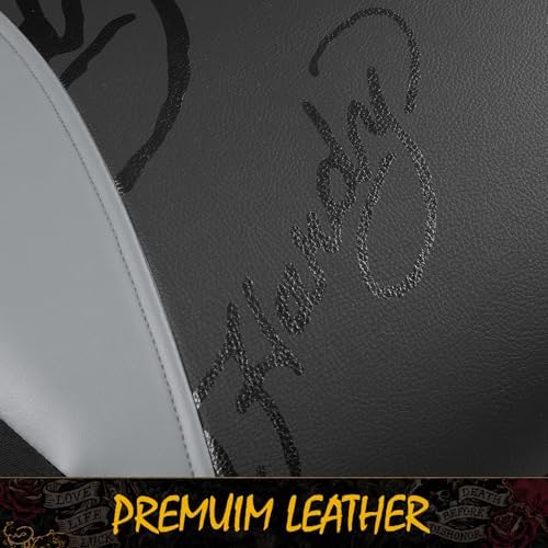 ED HARDY Tiger Print Car Seat Covers, Gray Premium Leather Front Seat Covers, Universal Fit Automotive Covers for Most Cars, Trucks & SUVs, Airbag Compatible, Waterproof, Scratch Resistant