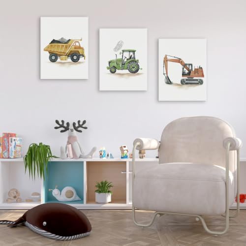 3 Pcs Watercolor Truck Canvas Wall Art Prints Nursery Boys Room Decor - Image 5