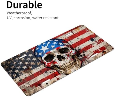 Skull Vintage American Flag Front License Plate 6" * 12" for Women
