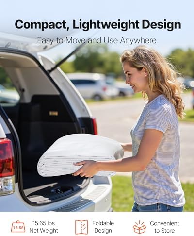 VEVOR Carport Replacement Canopy Cover, 12 x 20 ft Potable Garage Tent Top Tarp, UV-Resistant & Waterproof Car Shelter Tarp, Heavy Duty Car Port Cover with Ball Buggees, White, Frame Not Included - Image 7